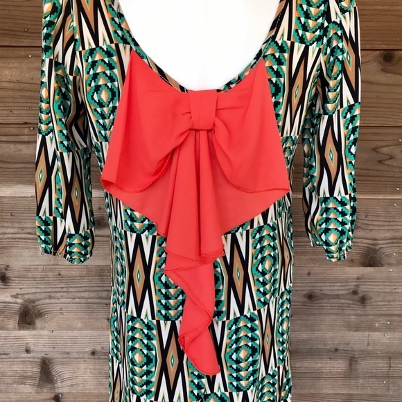 My Story 3/4 Sleeve Low Bow Back Dress Size Small - Picture 6 of 8